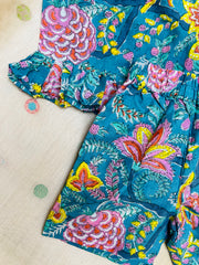 Sky Blossom - Frill top & Shorts Set 1 - 2yrs